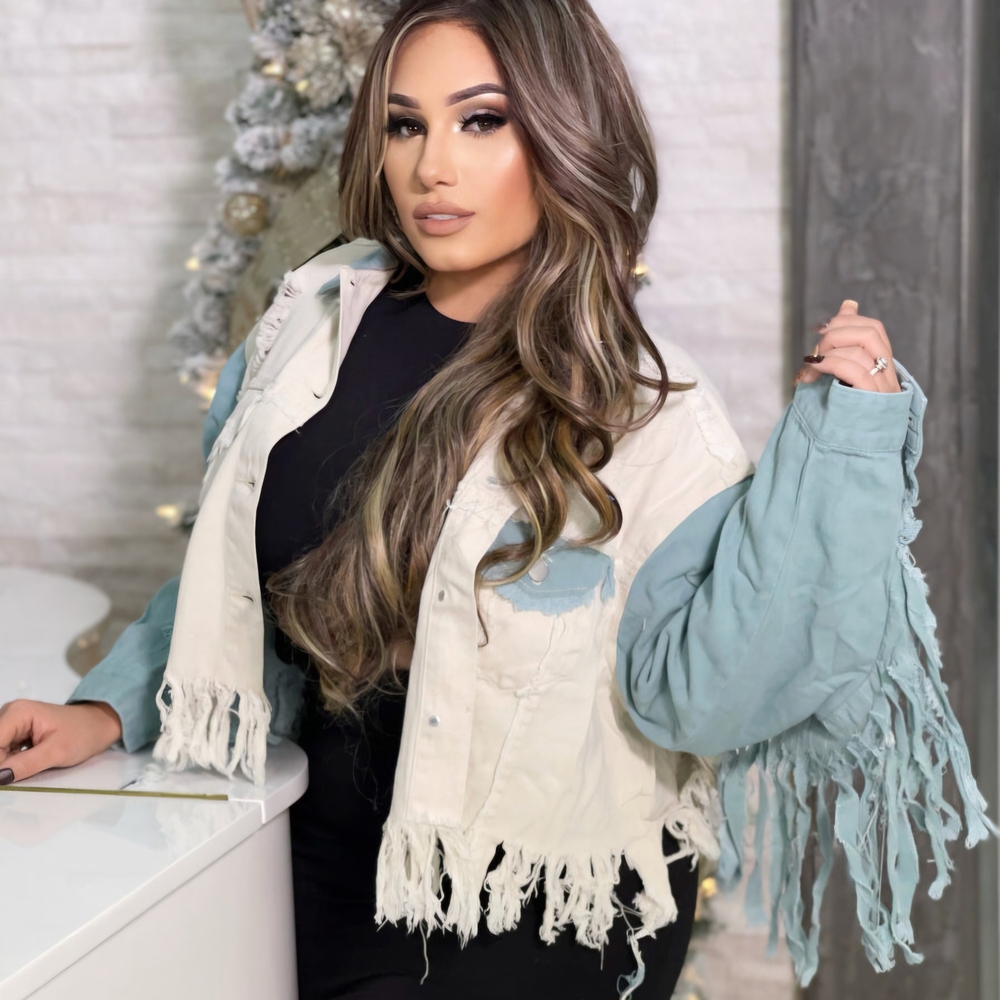 POL Fringe Jacket Large Boho